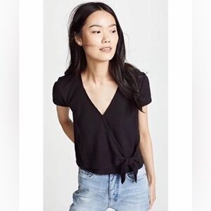 Madewell black faux wrap top